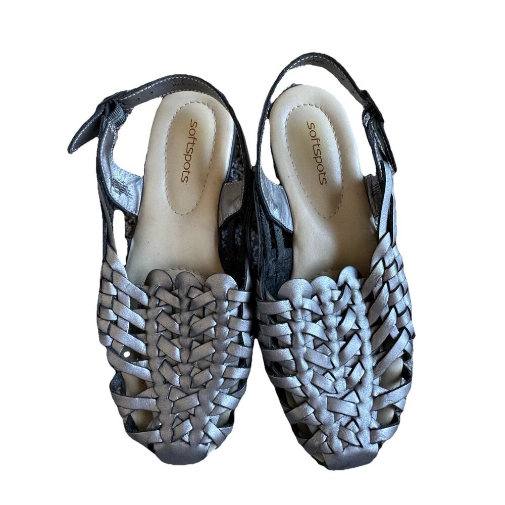 Softspots Tobago Silver Comfort Strappy Huarache Sandals Shoes Solid Womens 10W